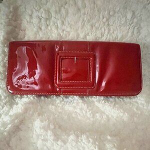RED HOT PATENT LEATHER CLUTCH